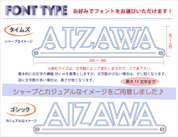 切り文字フォントタイプ 切り文字フォントタイプ