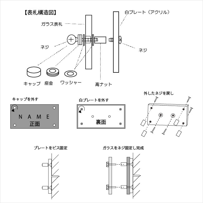 フロストガラス表札FGC-BP2212設置イメージ